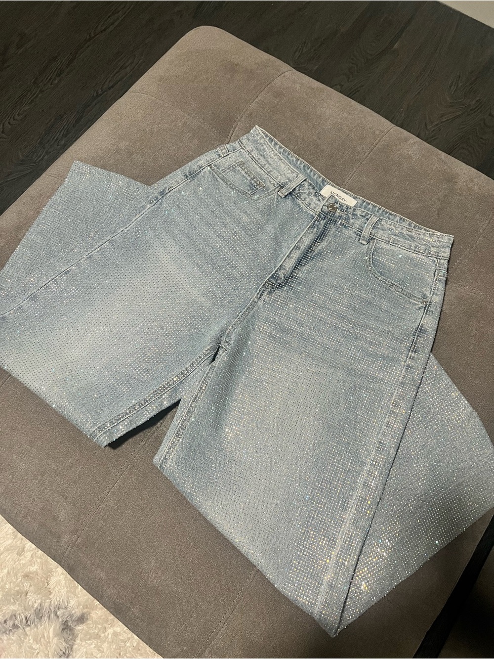 Monday Light Blue Straight-Leg Jeans with Sparkle